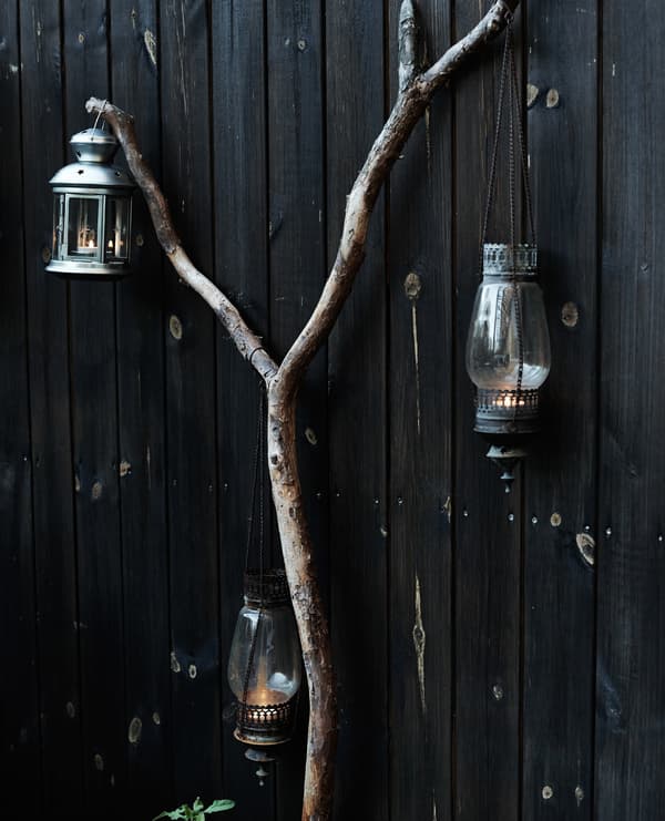 Hang lanterns from branches.