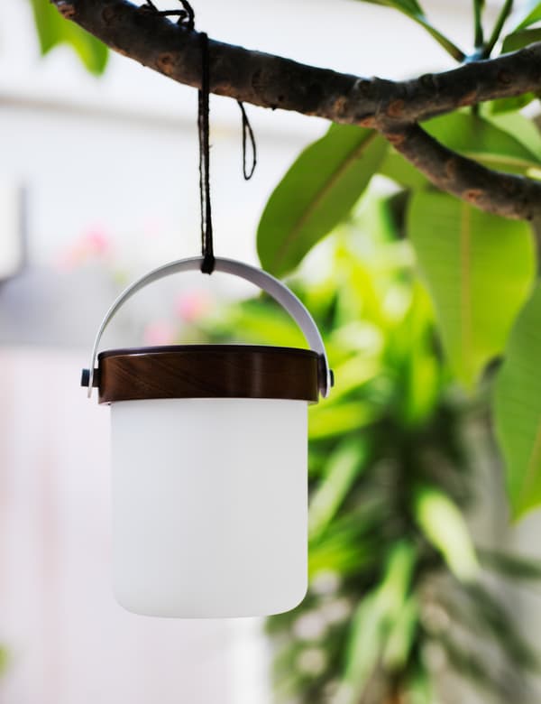 Hang lanterns from tree branches for after the sun has gone down.