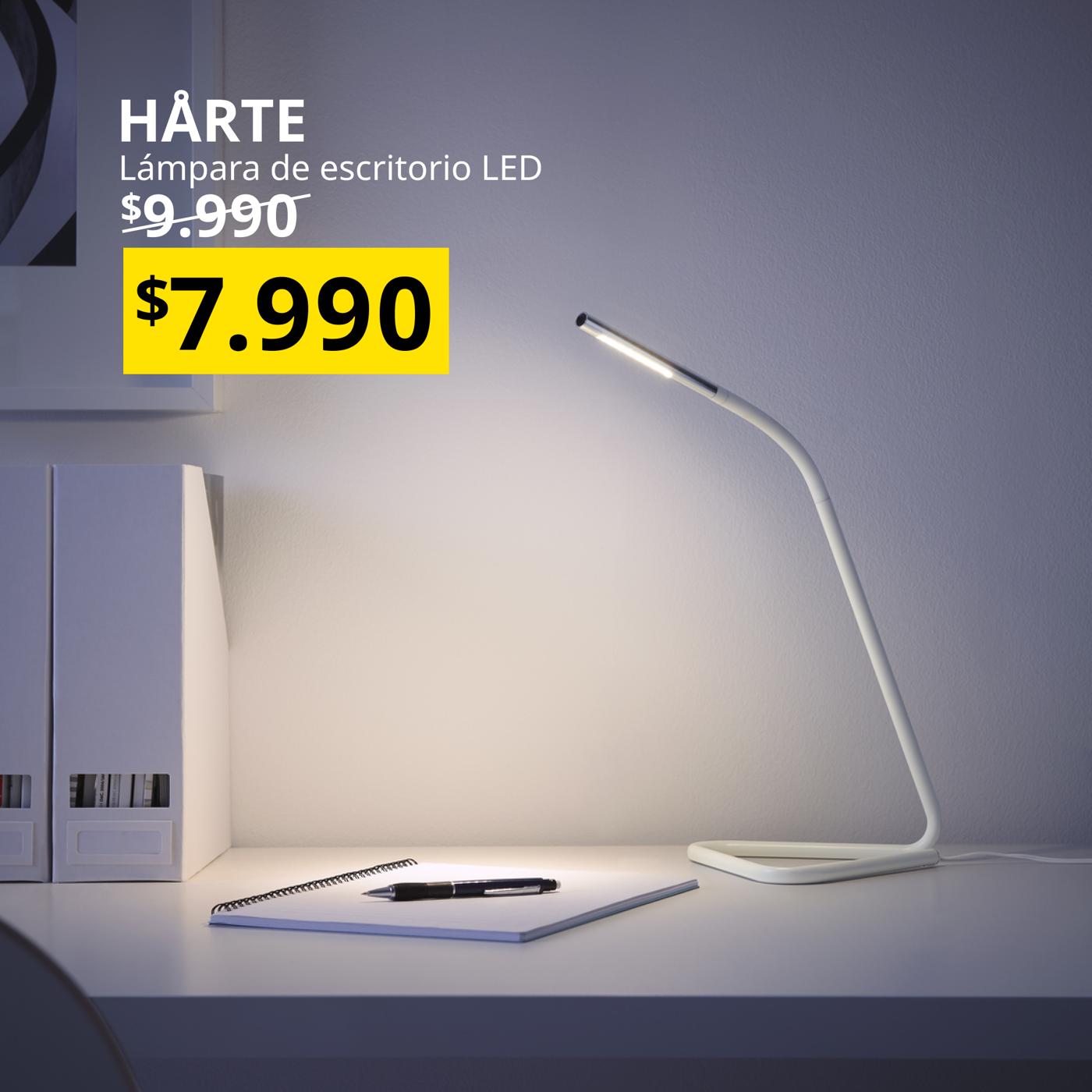HÅRTE
Lámpara de escritorio LED, blanco/plateado