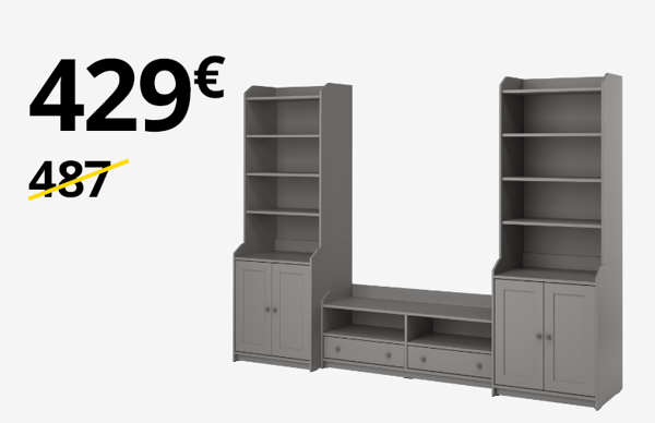 HAUGA TV bench, grey