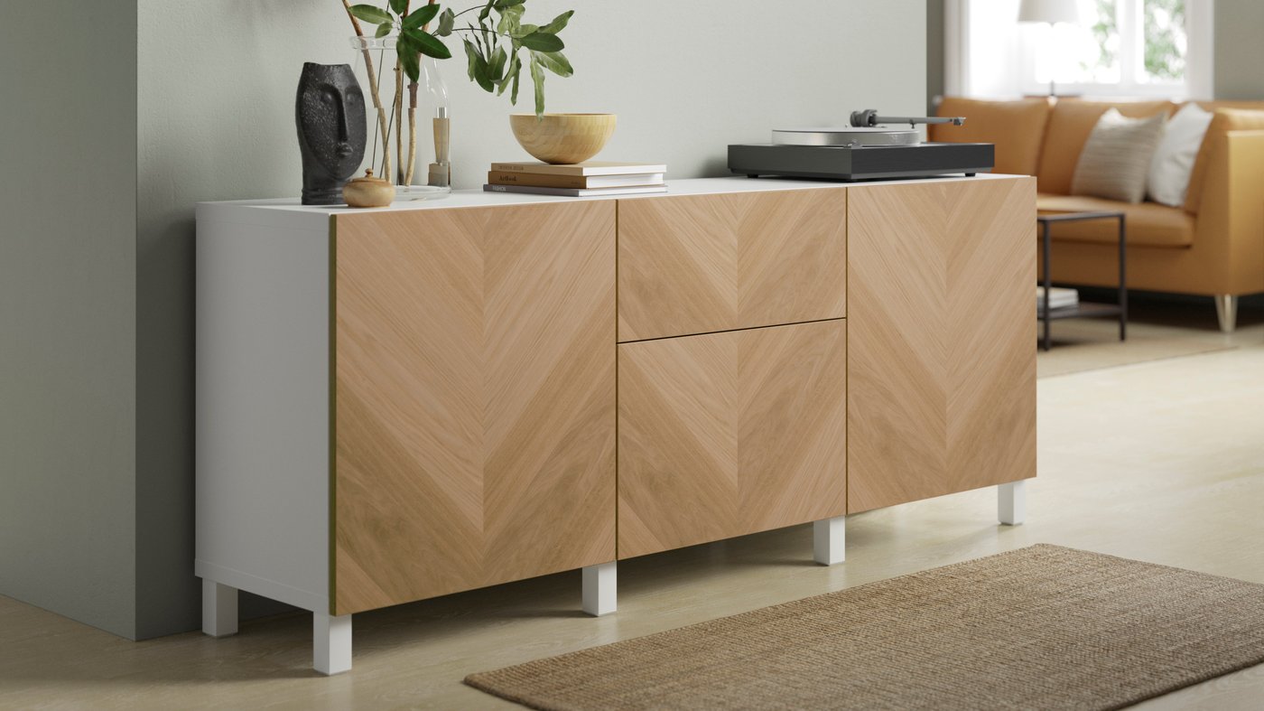 Modern Chevron Pattern Oak Door for BESTÅ System IKEA
