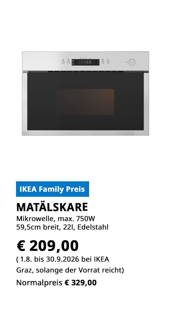 Heißluftofen Matälskare, 71l, 59,5cm breit, statt € 299 zum IKEa Family Preis von € 199.
