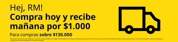 Hej, RM! Compra hoy y recibe mañana por $1.000