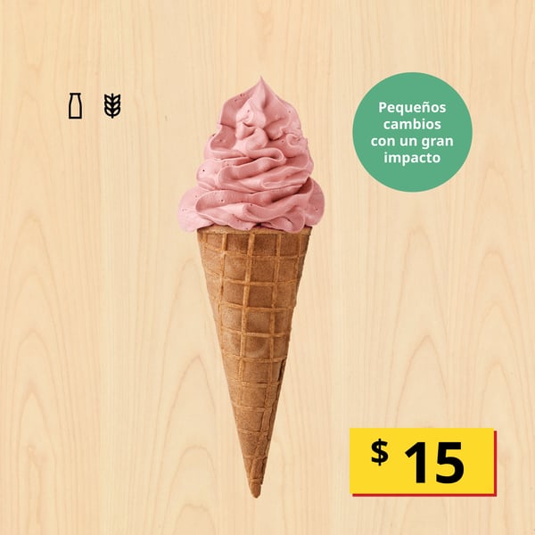 Helado de fresa, $15