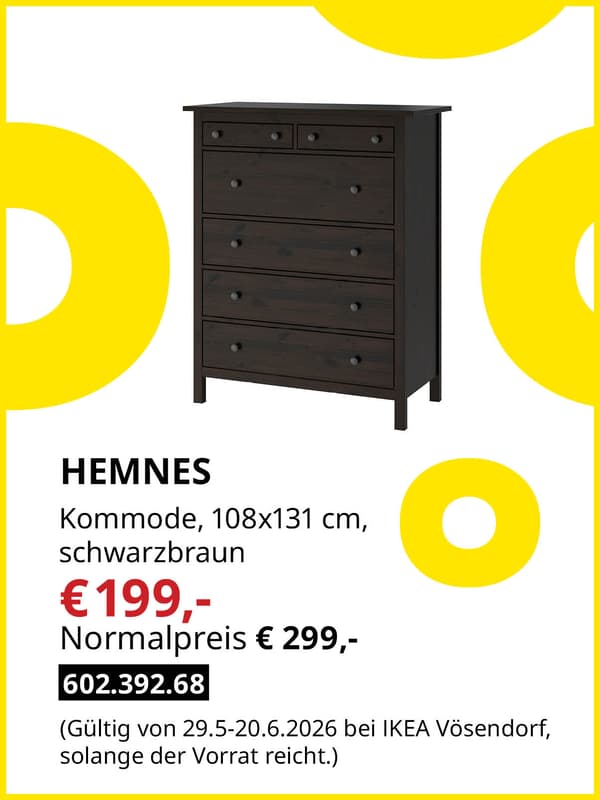 HEMNES Kommode, 108x131 cm, schwarzbraun zum Midsommar Sale Preis von € 199,- statt Normalpreis € 299,-