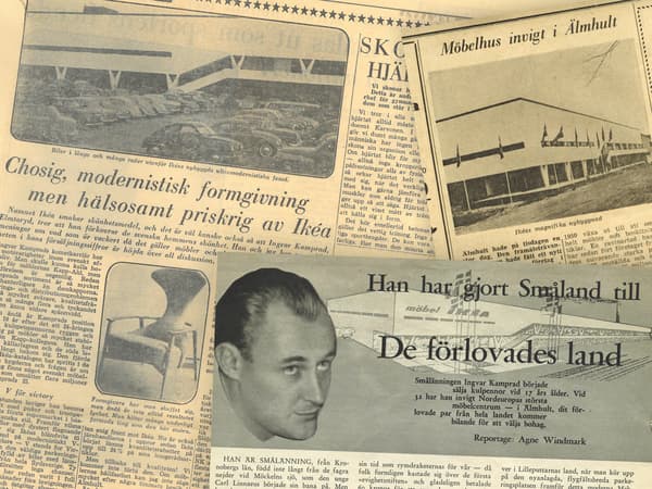 Historisk bild av pressklipp om IKEA