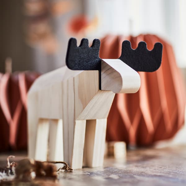 HÖSTAGILLE Adorno, alce, pino/negro, 18 cm