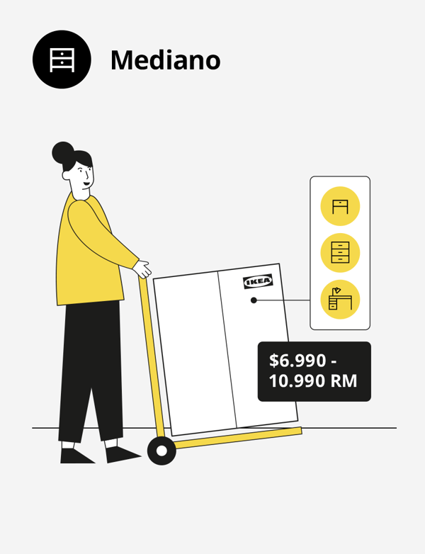 Hombre animado llevando paquete mediano.