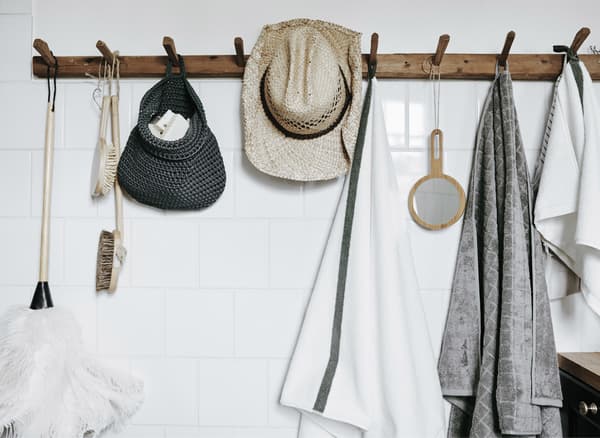 Hooks make bathroom essentials easy to reach