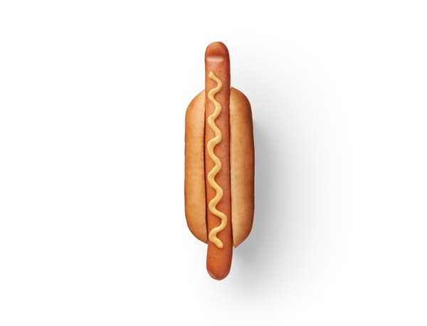 Hot dog in bread with mustard