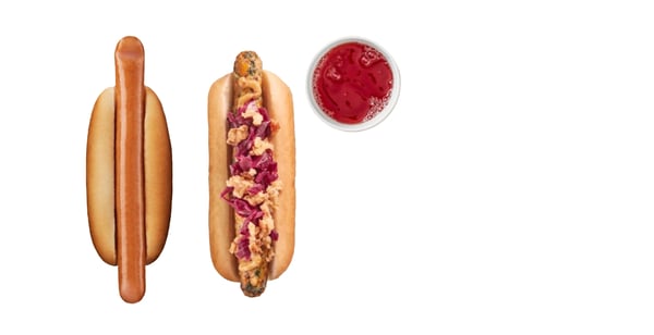 Hot dog + vege hot dog + nápoj