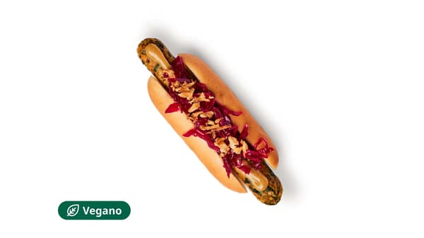 Hot dog vegetariano.