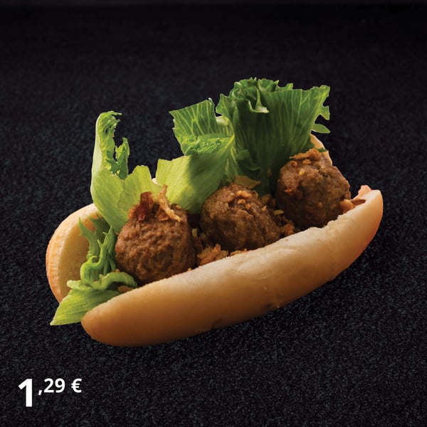 Hot dog with meatballs