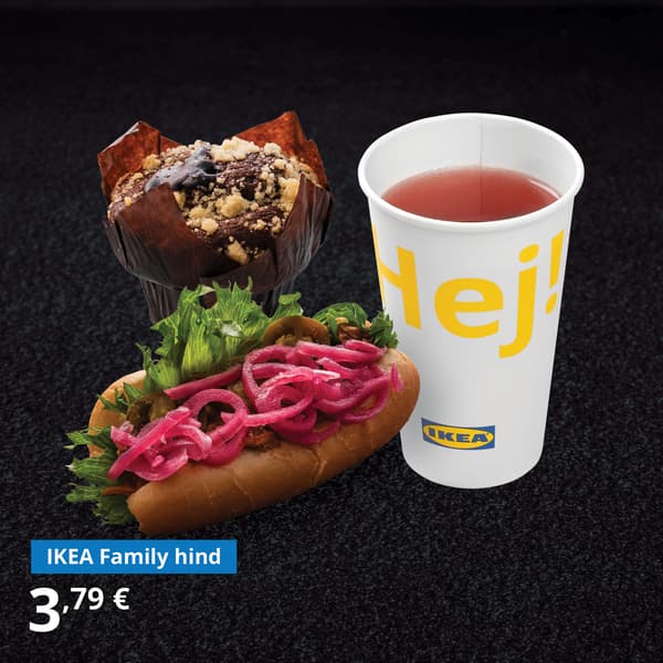 Hot dog with pulled BBQ meat, muffin, cold drink Laskande