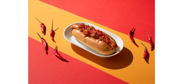 Hot dog with salsa sauce