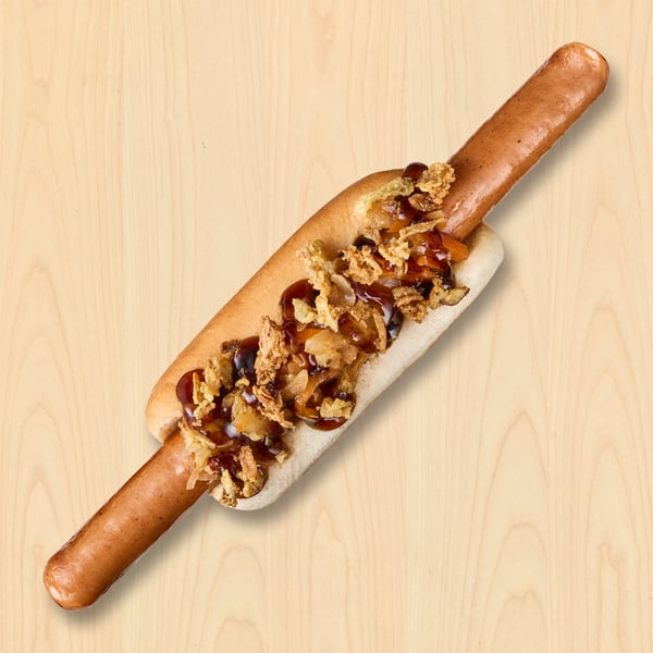 Hotdog med kimchi
toppet med kimchi og teriyaki-sauce. 100% danskproduceret pølse fra Hvidebæk Slagteri & Pølsefabrik 

29.-