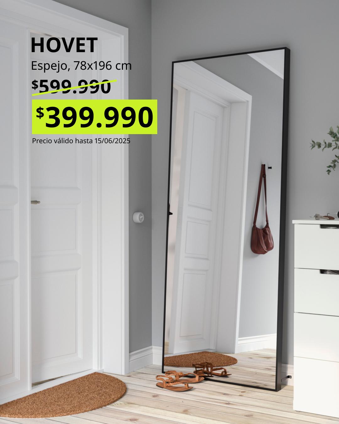 HOVET espejo grande negro de 78x196 cm