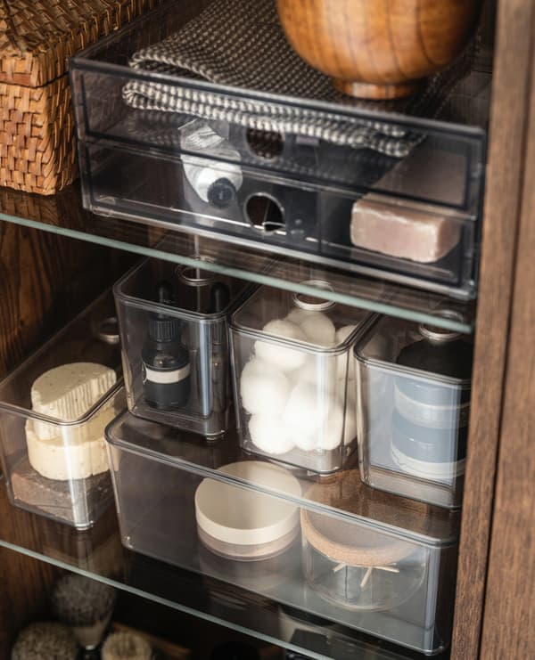 how to organise your bathroom and get more space in cupboards and drawers