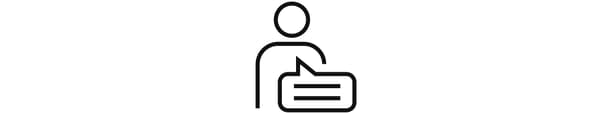 Icon einer Person mit einer Sprechblase