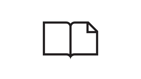 Icon of an open book with a page being turned.