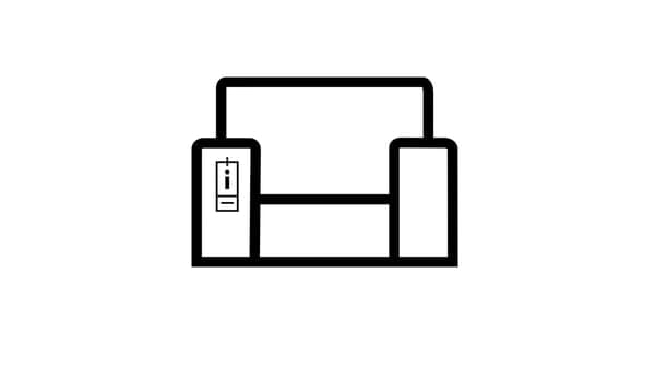 Icon representing an IKEA sofa with price tag