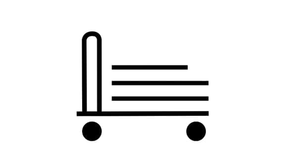 Icon representing IKEA trolley for flat-packed items
