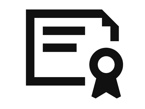 Iconografía de certificado con medalla negro con fondo blanco