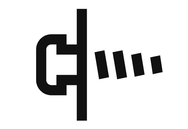 Iconografía de tornillo en la pared negra con blanco.