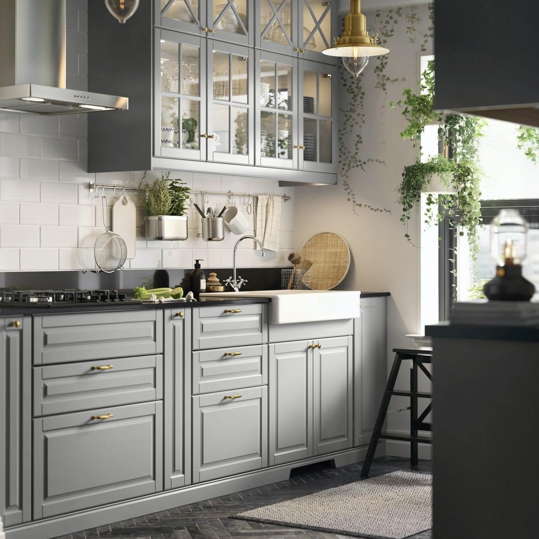 Ideas for a BODBYN grey kitchen.