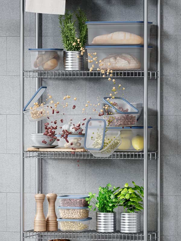 IKEA 365+ containers and OMAR pantry shelves