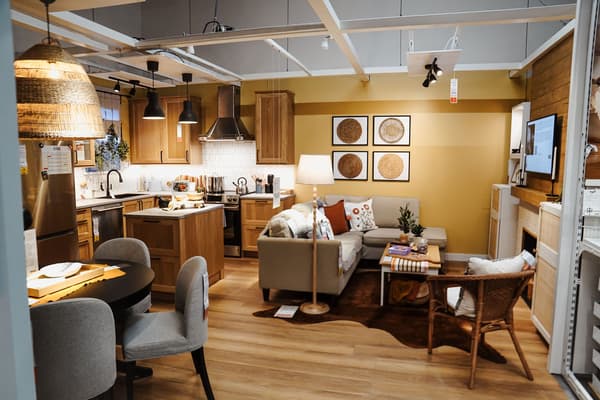 IKEA Burlington Dish With One Spoon room setting, an Indigenous-designed space in collaboration with Woodland Cultural Centre