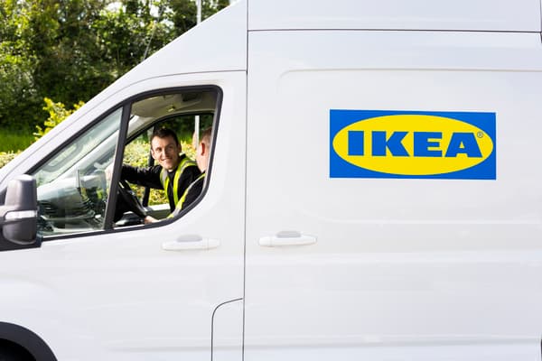 IKEA co-workers in a van at a mobile pick-up point 