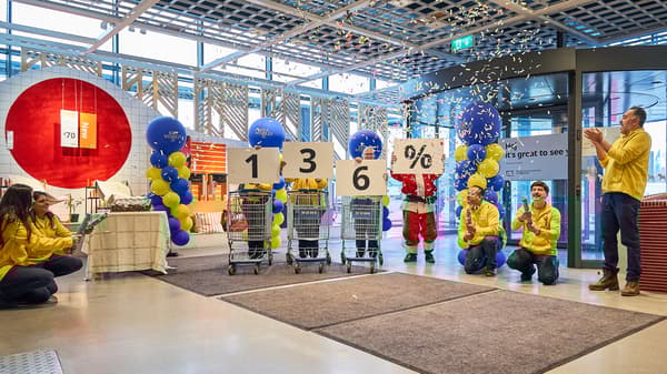 IKEA co-workers set off confetti cannons in Wembley store entrance