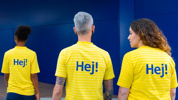 IKEA employees wearing Hej! uniforms