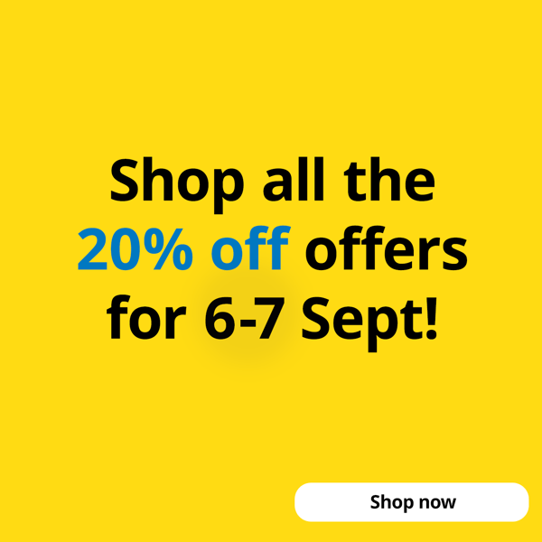 IKEA Family Fest, IKEA 9.9 SALE. Black text on yellow background reads: Shop all the 20% offers for 6 - 7 Sept! Shop now