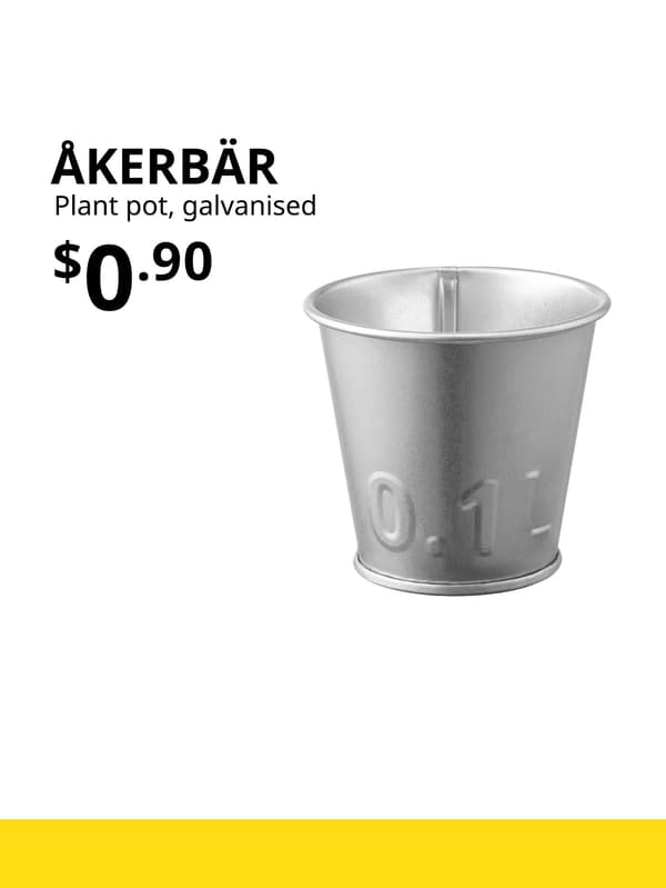 IKEA Family Fest, IKEA 9.9 SALE. Galvanised ÅKERBÄR plant pot, 90 cents.