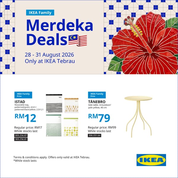 IKEA Family Merdeka deals banner with products offers : ISTAD and TÅNEBRO
Offers available from 28-31 August