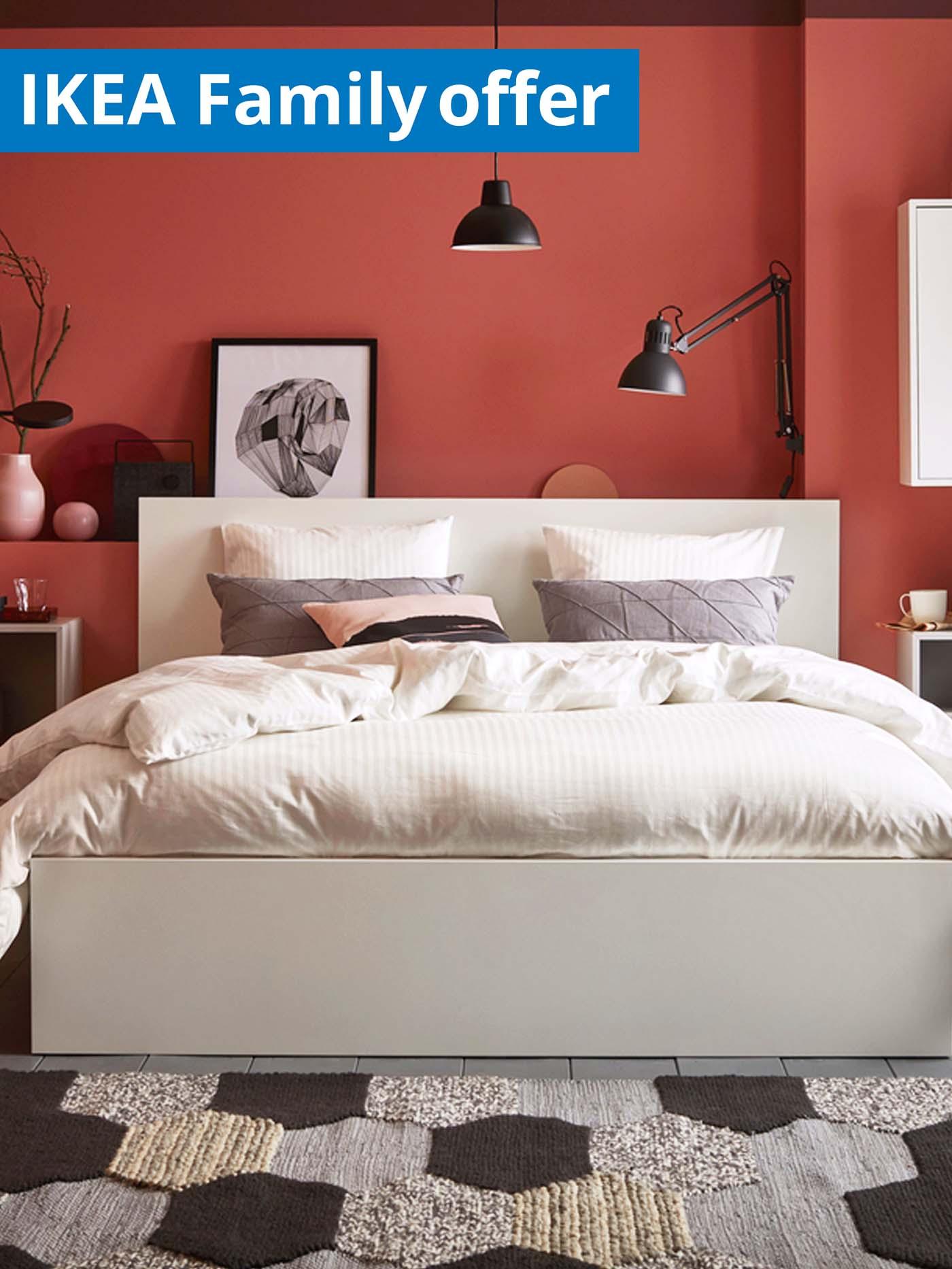 IKEA Family offer, 1-30 September 2026. White MALM bed frame, high, 160x200 cm.