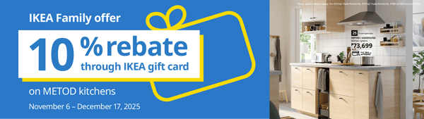 IKEA Family Offer: 10% rebate through IKEA gift card on METOD kitchens