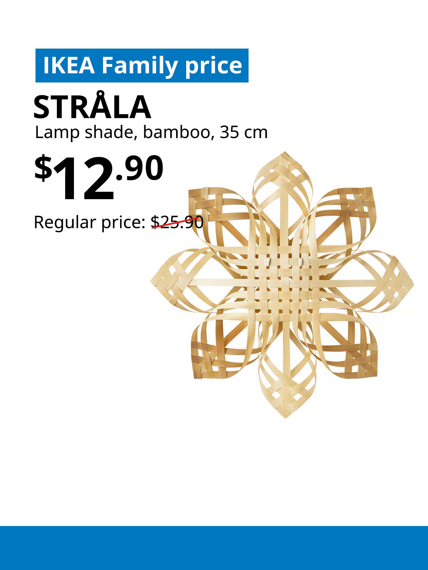 IKEA Family offer. Christmas STRÅLA Lamp shade, bamboo, 35 cm. $12.90