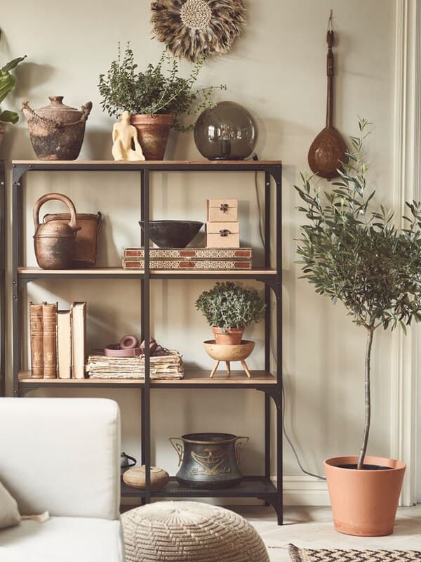 IKEA FJÄLLBO shelving unit in the living room.