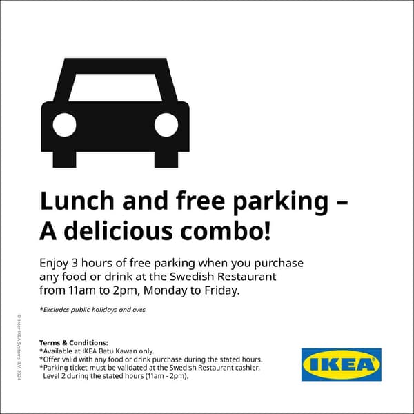 IKEA Food Batu Kawan: Update free parking lunch time