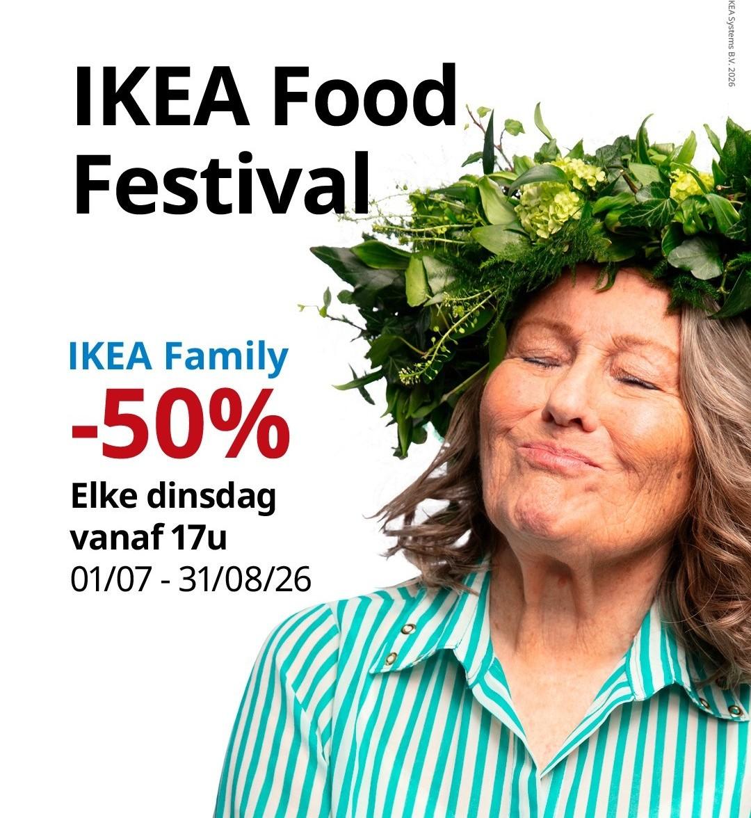IKEA Food Festival: IKEA Family leden genieten van -50% op onze vlees- en plantaardige balletjes op dinsdag vanaf 17 uur.