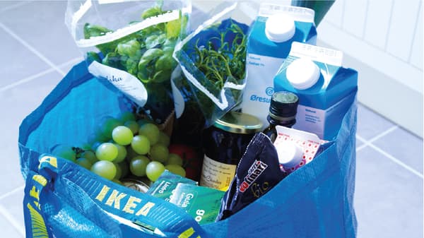 IKEA Frakta bag filled with fruits and vegetable