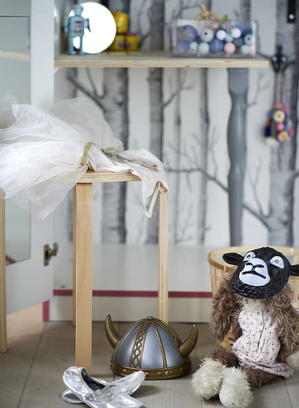 IKEA has lots of modern furniture for the family room like FROSTA stool in birch plywood. It’s lightweight and stackable, so it’s easy to move around and doesn’t take up much space. It can double as a small table for kids, too.