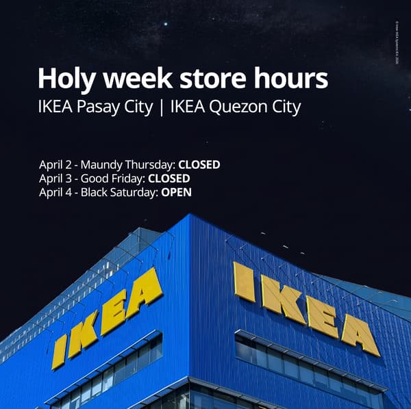 IKEA is closed during Manudy Thursday and Good Friday