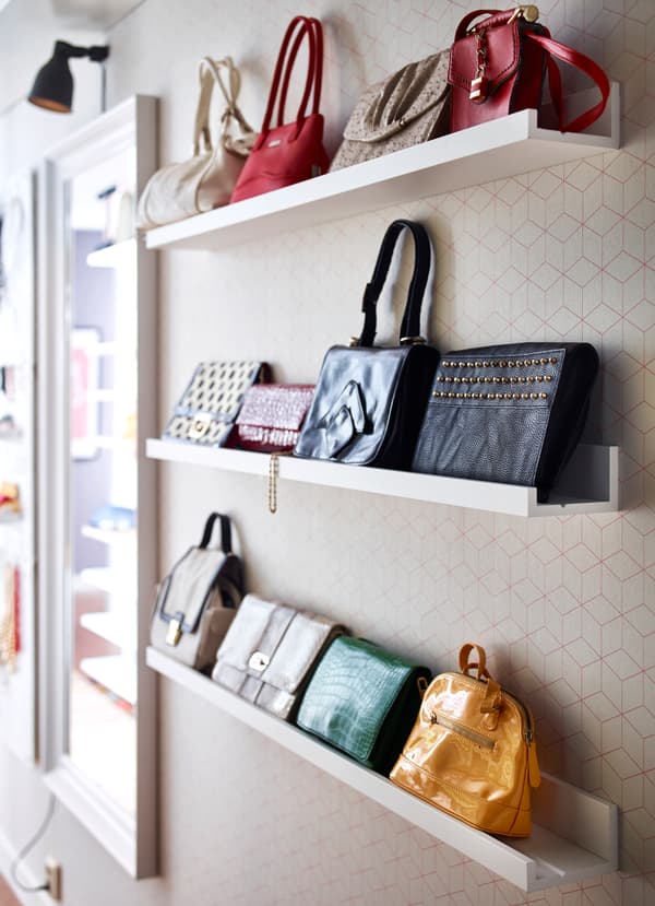 IKEA LACK white wall shelf is 110 centimeters in length. Mount multiple shelves onto the wall and customise the height between each shelf. Store sports equipment, yoga mats and more on the open storage shelves.