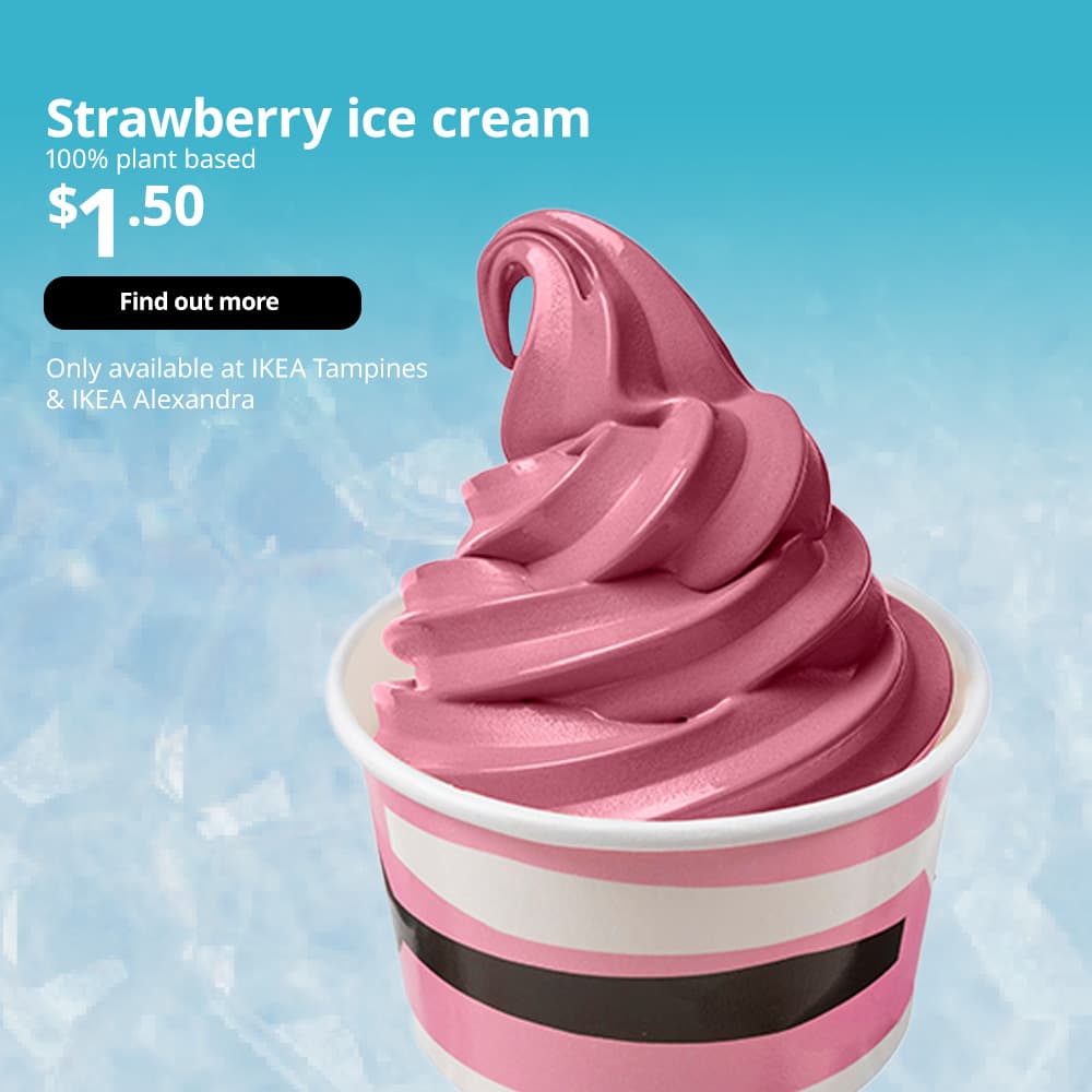 IKEA product from the IKEA Swedish bistro. Strawberry ice cream. Price: $1.50.
