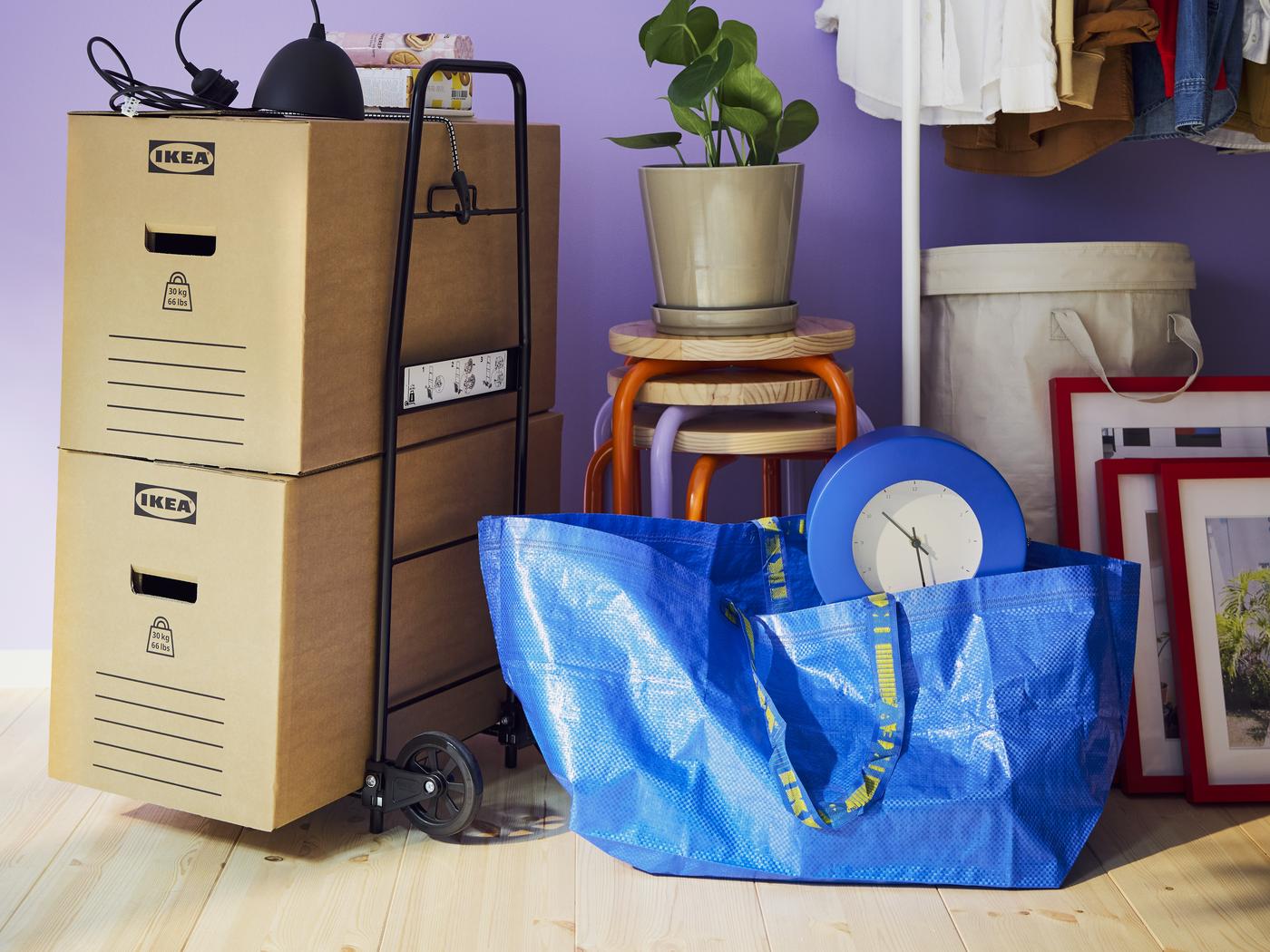 IKEA products on purple background 