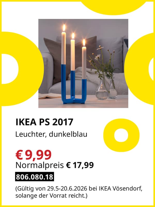 IKEA PS 2017 Leuchter, dunkelblau zum Midsommar Sale Preis von € 9,99 statt Normalpreis € 17,99